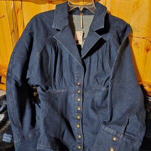 Free People Myles Denim Top L NWT